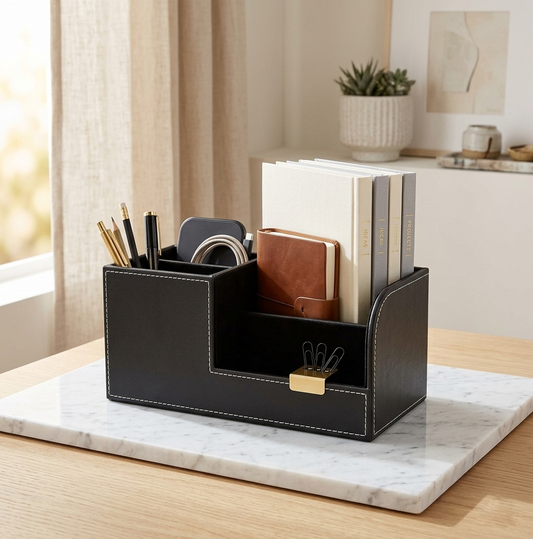 Harovex® PU Leather Desk Organizer