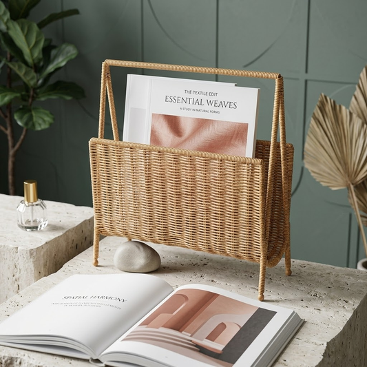 Harovex® Hand-Woven Magazine Basket