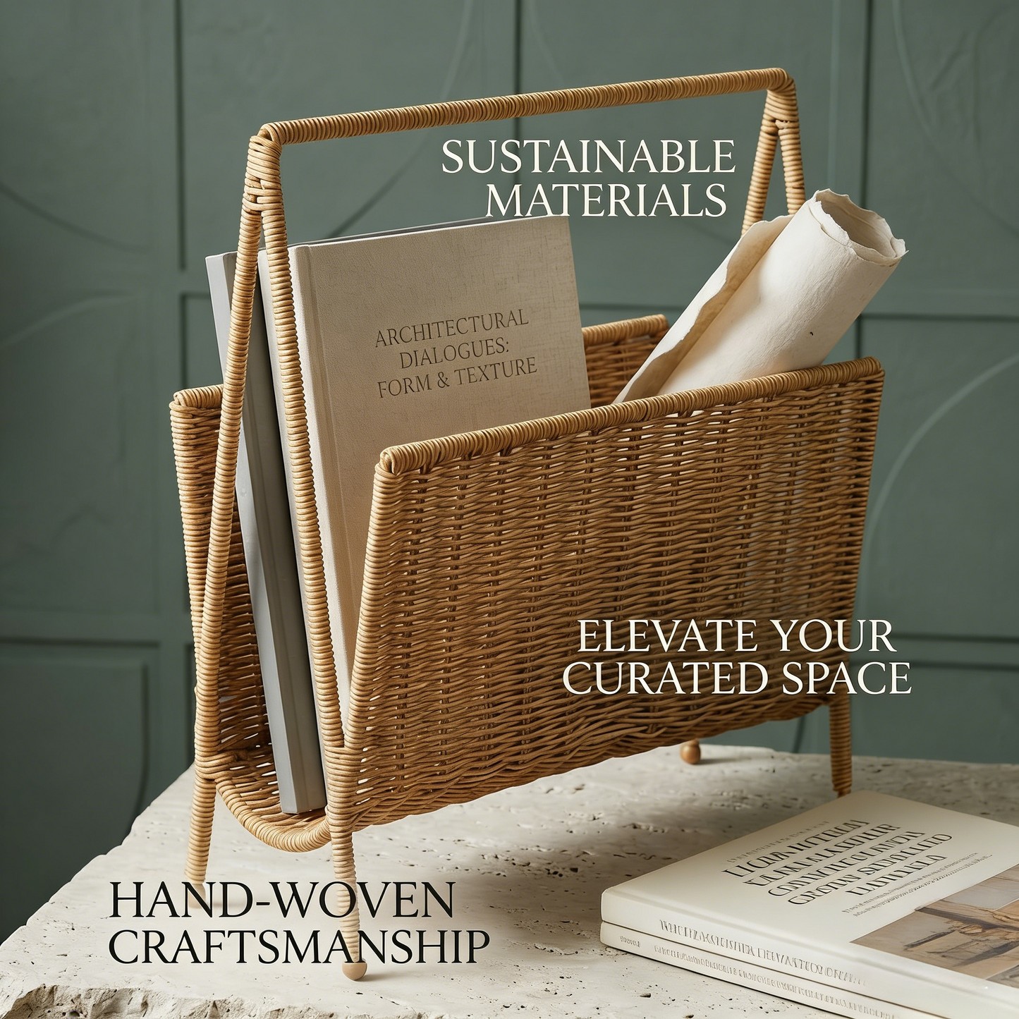 Harovex® Hand-Woven Magazine Basket