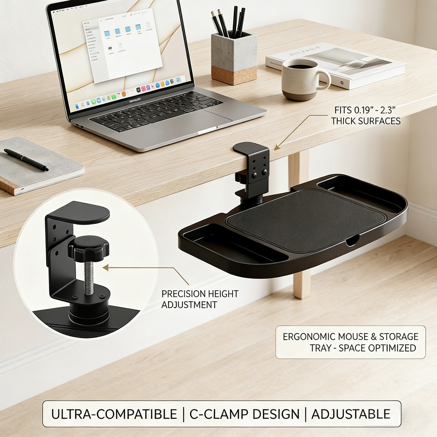 Harovex® Under-Desk Mouse Tray & Storage Drawer