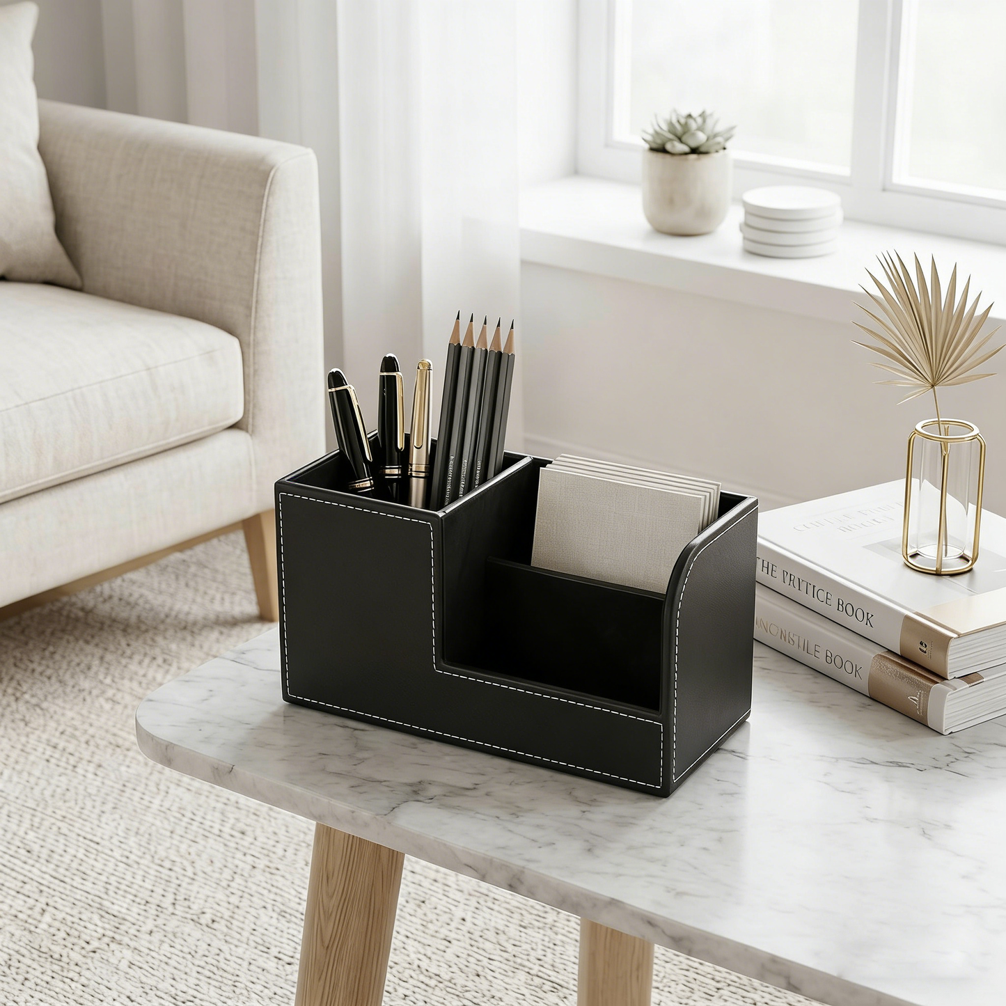 Harovex® PU Leather Desk Organizer