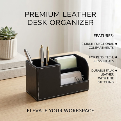 Harovex® PU Leather Desk Organizer